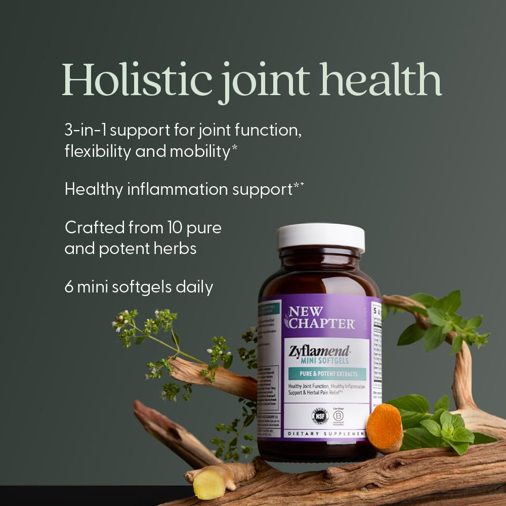 New Chapter Zyflamend™ Mini Softgels, Joint Supplement & Herbal Pain Relief – with Turmeric, Ginger & Green Tea - for Healthy Inflammation Response, Mobility & Flexibility, 180 mini softgels New Chapter buy supplements canada