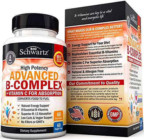 Vitamin B Complex with Vitamin C for Maximum Absorption - Methylcobalamin b12 BioSchwartz buy supplements canada