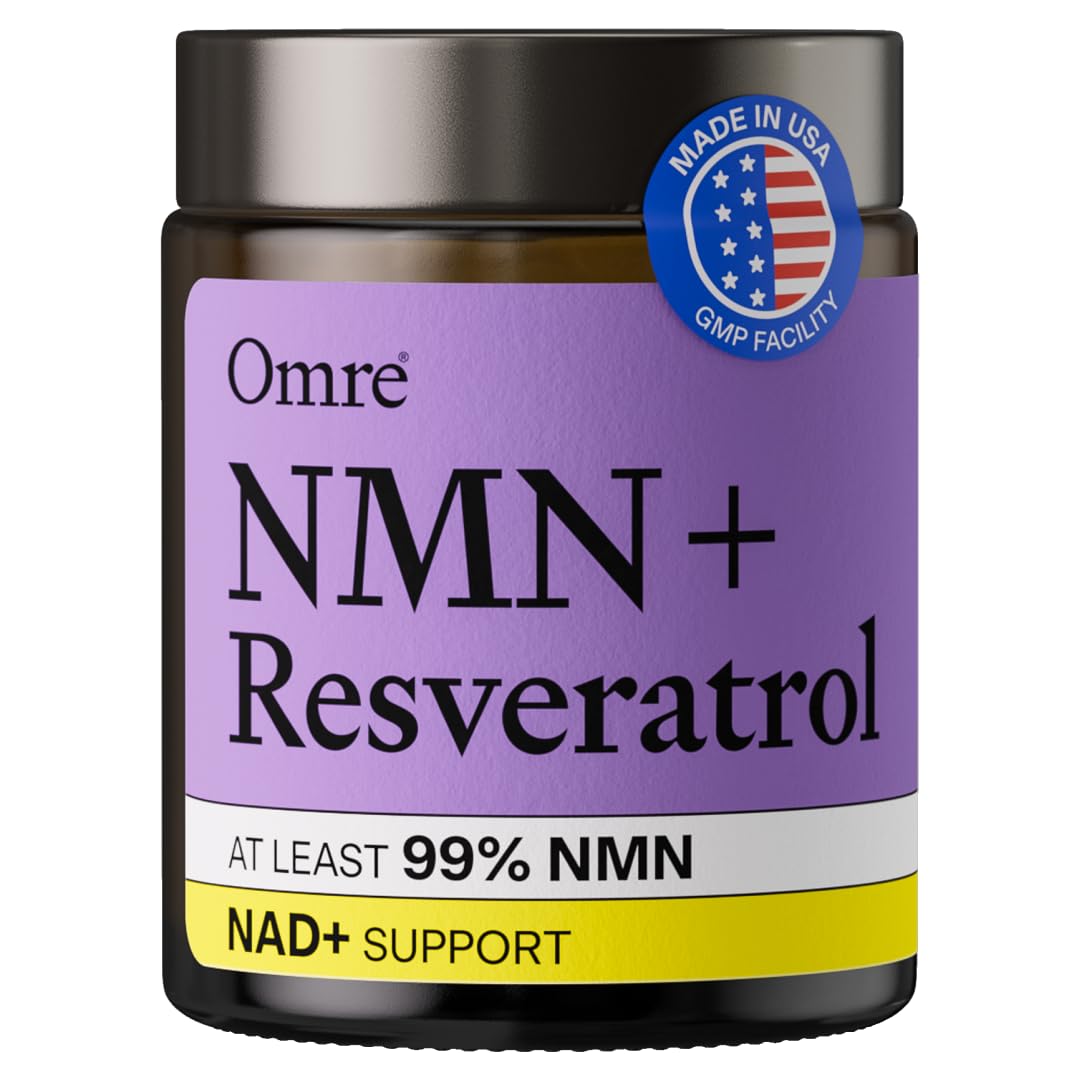 OMRE NMN + Resveratrol Supplement 99% Purity for Cellular Energy, NAD+ Boost | Highly Bioavailable Nicotinamide Mononucleotide Supplement Resveratrol 500mg & NMN 500mg, Made in USA, 60 Capsules OMRE buy supplements canada