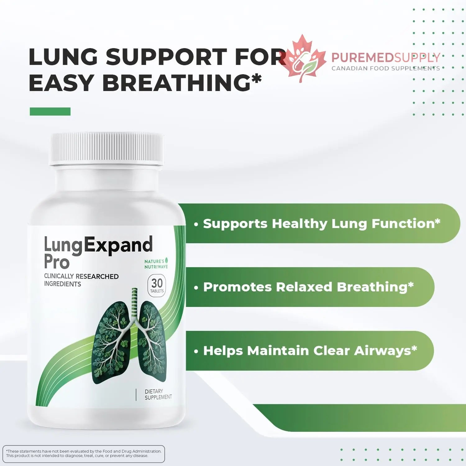 Nature’s NutriWave LungExpand Pro – Natural Daily Wellness for Overall Support – Made in USA, Non-GMO – Easy to Take – GMP Certified – 30 Tablets, 1 Month Supply Nature’s NutriWave buy supplements canada