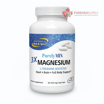 NORTH AMERICAN HERB & SPICE PurelyMin - 90 Vegi Caps - Highly Absorbable Magnesium Complex + L-Theanine - 30 Servings NORTH AMERICAN HERB & SPICE buy supplements canada
