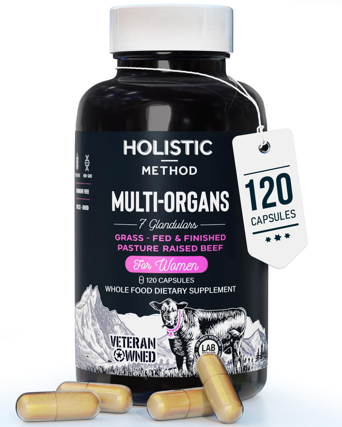 Beef Organ Supplement Grass Fed Complex for Women - 7 Carnivore Meat Proprietary Blend of Beef Liver, Marrow, Brain, Thymus, Spleen, Kidney, Colostrum, Heart, Pancreas, Gallbladder -120 Caps Holistic Method buy supplements canada