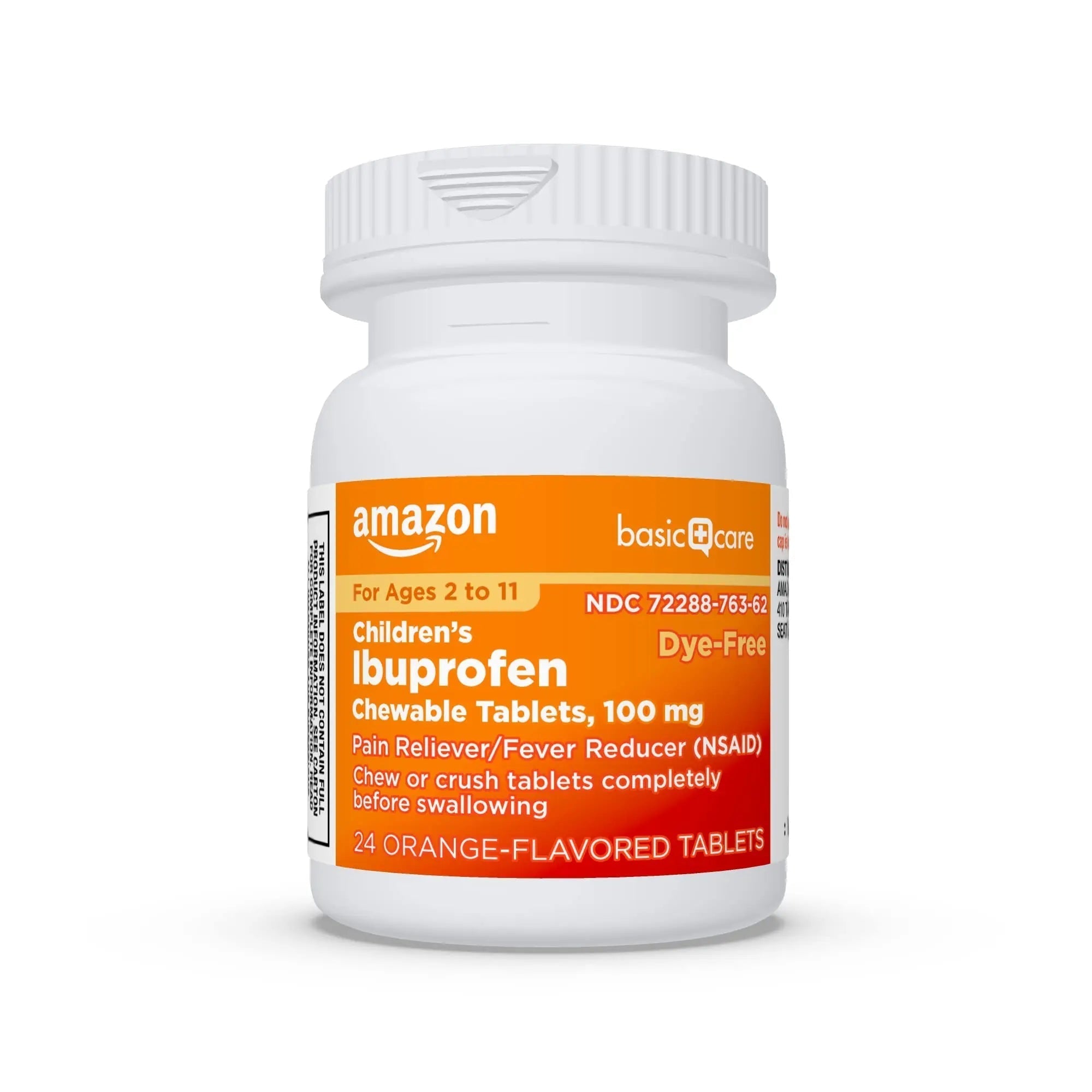 Amazon Basic Care Children's Ibuprofen Chewable Tablets 100 mg, Orange Flavor, Dye Free, Pain Reliever and Fever Reducer (NSAID), For Ages 2-11, 24 Count Amazon Basic Care buy supplements canada