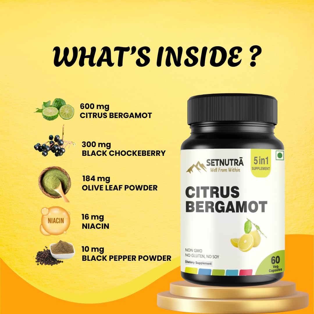 SETNUTRA Well From Within 5 in 1 Citrus Bergamot Supplement with Black Chokeberry Olive Leaf Niacin & Black Pepper | Heart Health Support Antioxidant Boost | Non GMO Gluten Free Capsules (60 Count) SETNUTRA Well From Within buy supplements canada