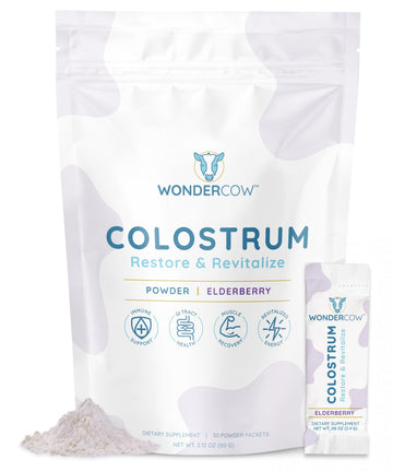 WONDERCOW Colostrum Supplement Powder for Gut Health, Immune Support & Wellness | Natural IgG Pure Whole Bovine Colostrum Superfood, Elderberry, 30 Servings WONDERCOW buy supplements canada