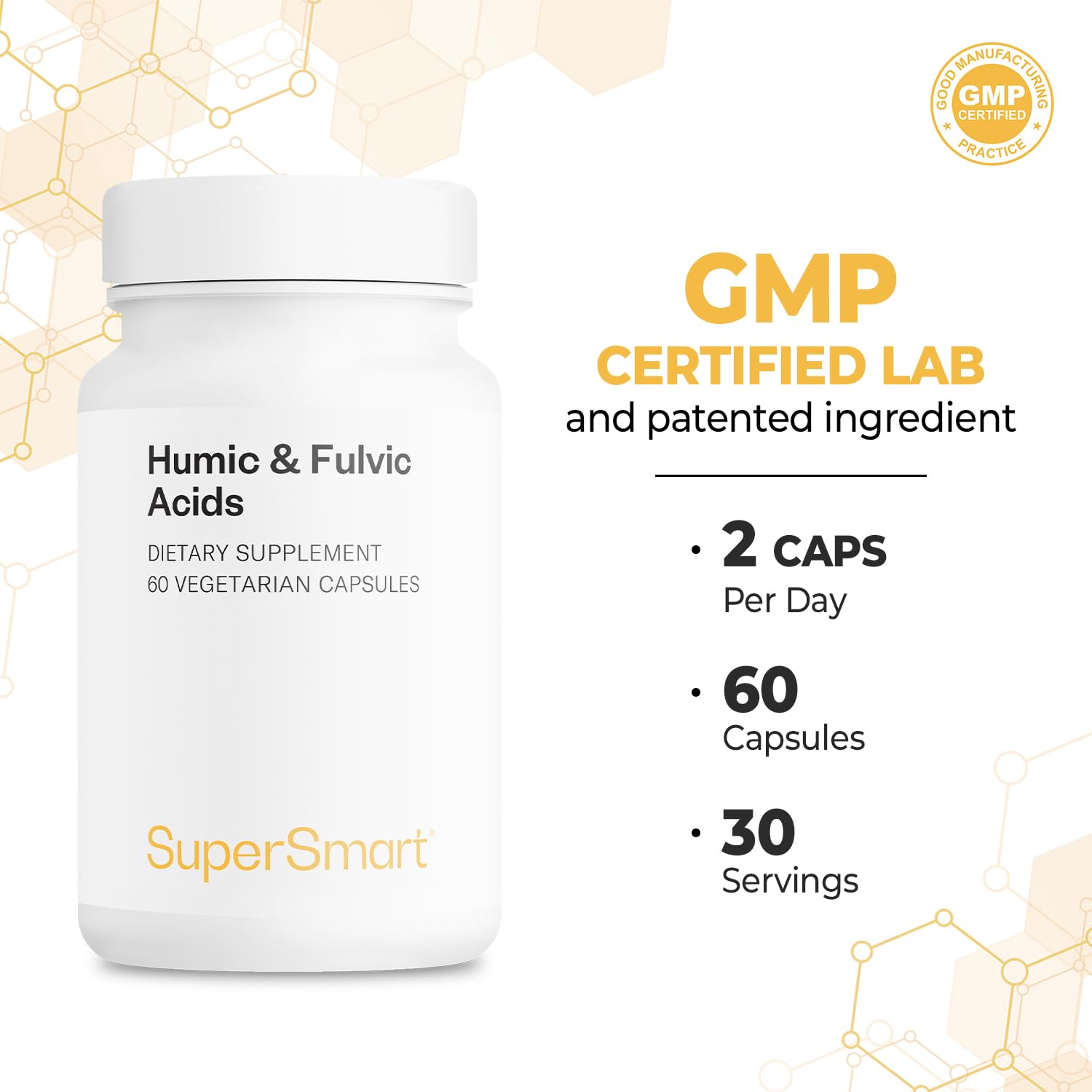 Supersmart - Humic and Fulvic Acid Supplement 300mg per Day (Patented & High Strength) - Fulvic Humic Mineral Blend | Non-GMO & Gluten Free - 60 Vegetarian Capsules Supersmart buy supplements canada
