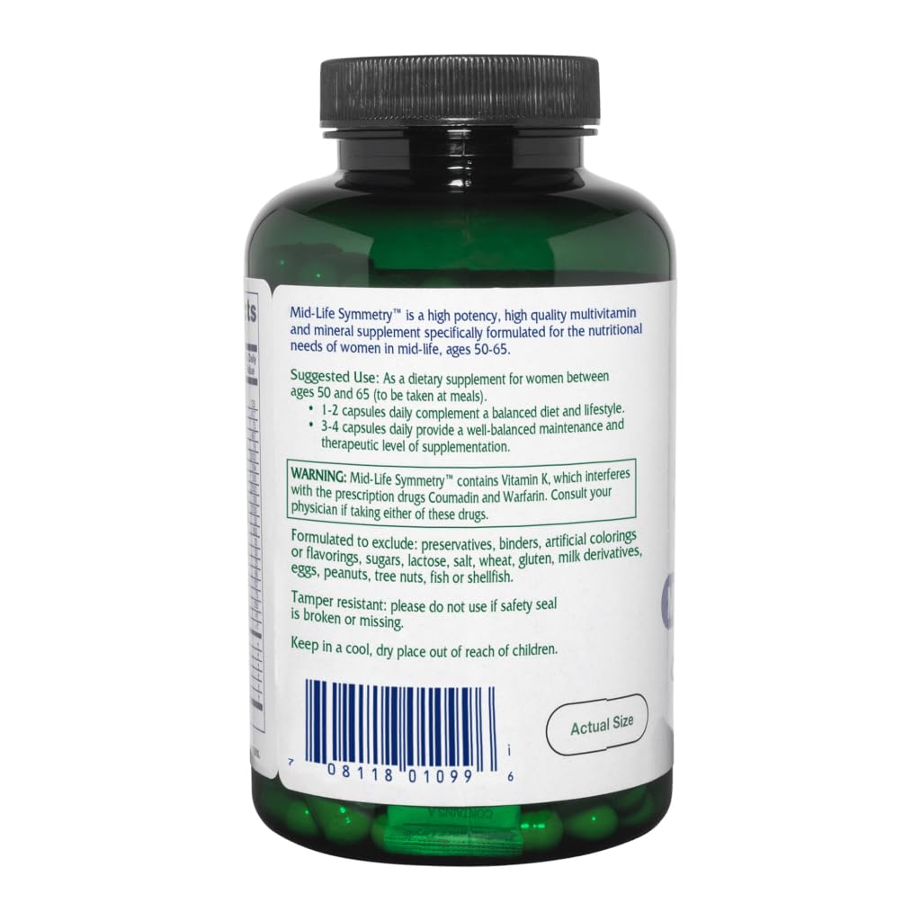 Vitanica - Mid-Life Symmetry, 50-65 High Potency Daily Multivitamin and Mineral, Vegan, 180 Capsules Vitanica buy supplements canada
