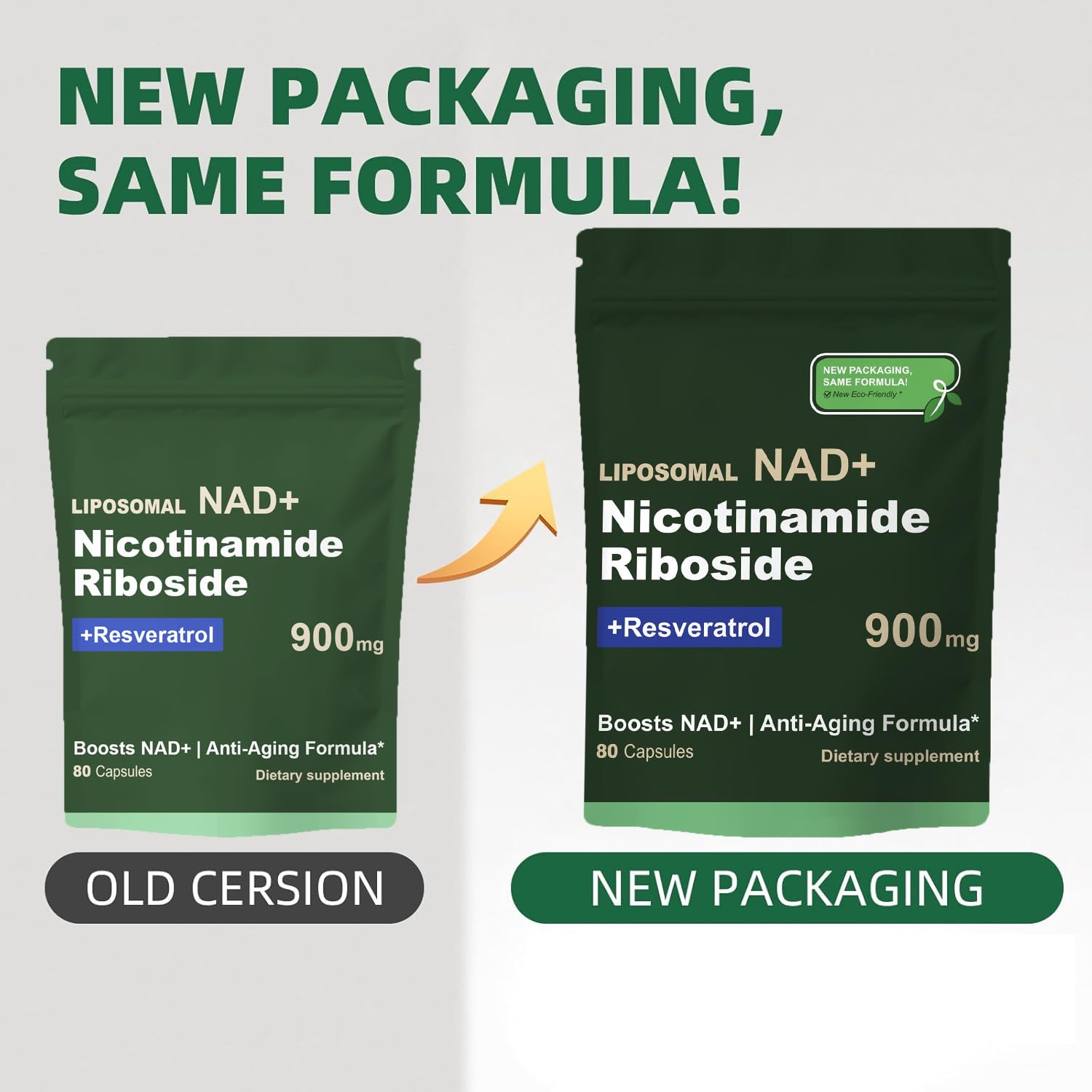 Quackiki NAD Resveratrol Supplement with NAD Nicotinamide Riboside Resveratrol 900 MG, Boost NAD+ for Cellular Health, Anti-Aging, Energy, Focus - 80 Capsules(2Pcs) Quackiki buy supplements canada