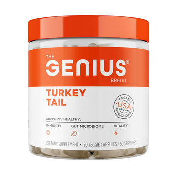 The Genius Brand Genius Turkey Tail - Plant-Based Supplement for Immune, Gut & Antioxidant Support - Organic & Non-GMO - 120 Veggie Capsules The Genius Brand buy supplements canada