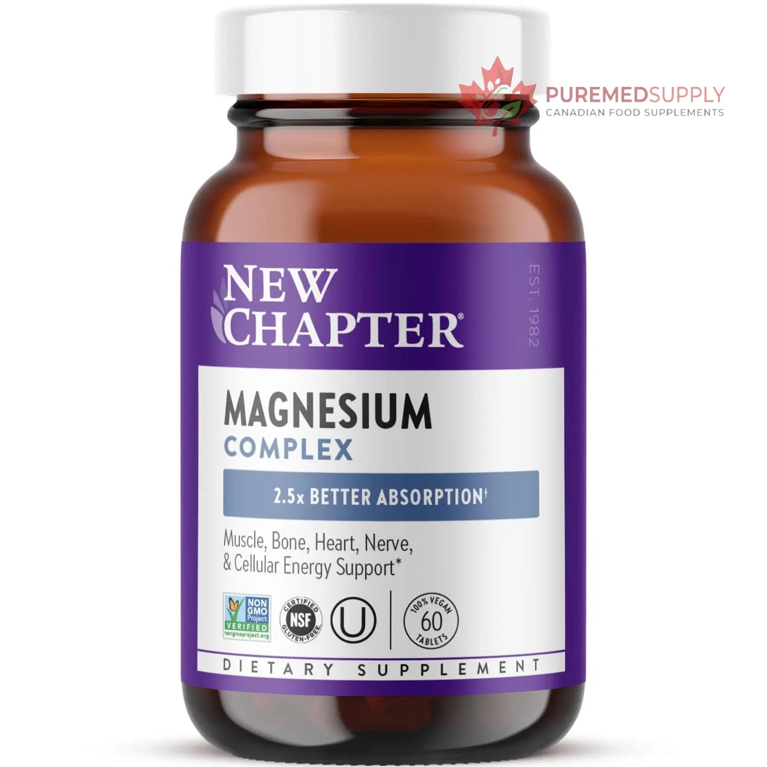 New Chapter Magnesium Complex Supplement, 325mg with Magnesium Glycinate + Sea-Sourced + Fermented Forms for Heart, Bone, Nerve, Muscle & Cellular Energy, 100% Vegan, 60 Tablets New Chapter buy supplements canada