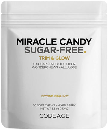 Codeage Miracle Candy Sugar-Free Candies, Mixed Berry Soft Chews – Allulose, Prebiotic Fiber – Low-Calorie Wonderchews – 0g Sugar Soft Chews - 30 Count Codeage buy supplements canada