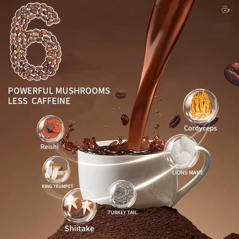 Mushroom Coffee, Instant Mushroom Coffee with Cordyceps, Reishi, King Trumpet, Shiitake, Turkey Tail, Lions Mane for Energy YEGE buy supplements canada