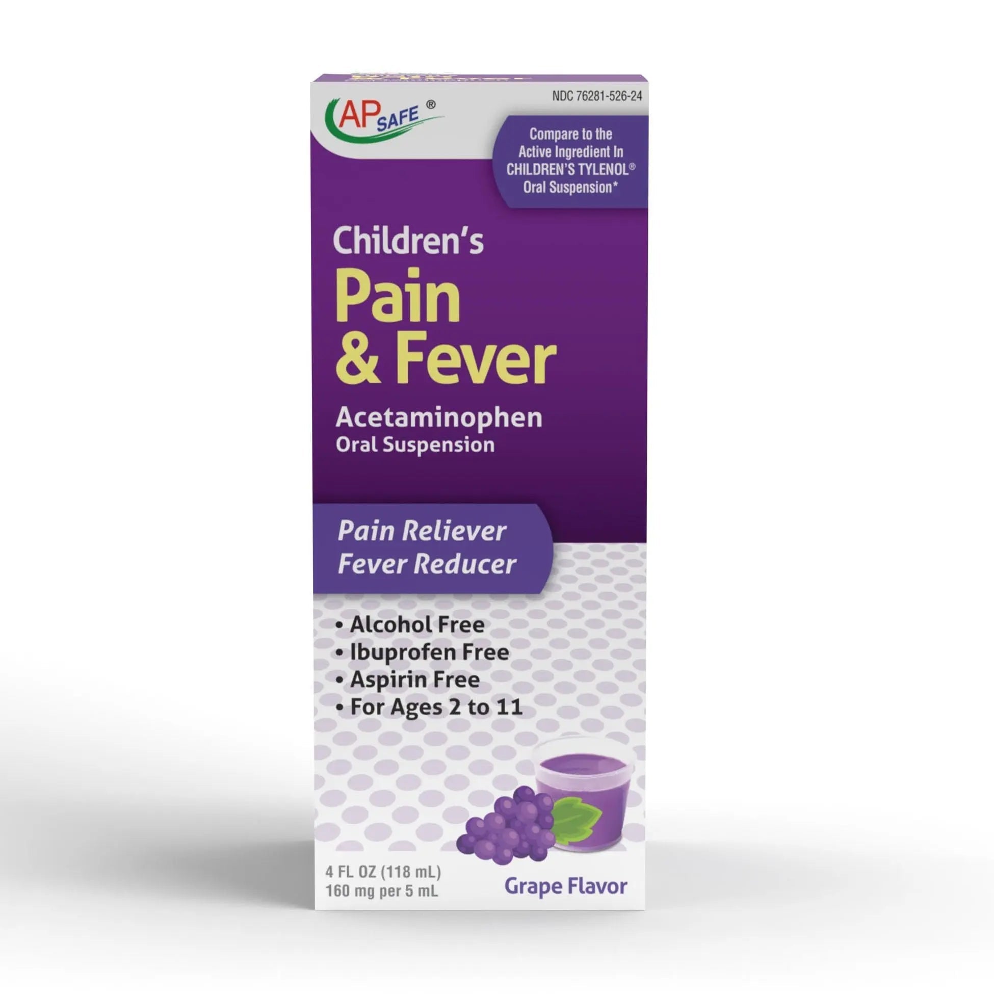 APSAFE Children's Pain&Fever Relief Acetaminophen Oral Suspension Grape Flavor 4oz APSAFE buy supplements canada
