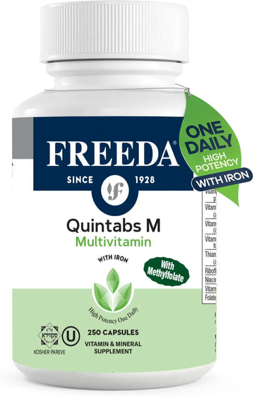 FREEDA Multivitamin One Daily – Quintabs-M with Iron – Kosher Multi Vitamins Supplements for Women Health - Multivitamins for Women & Iron FREEDA buy supplements canada