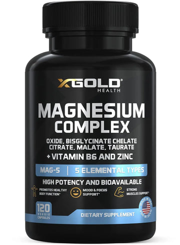 X Gold Health Magnesium Complex 5-in-1 with Zinc & B6 High Absorption Capsules (Glycinate, Citrate, Malate, Taurate, Oxide) Muscle Recovery, Energy, Sleep Support & Immune Health 500mg Made in USA X Gold Health buy supplements canada