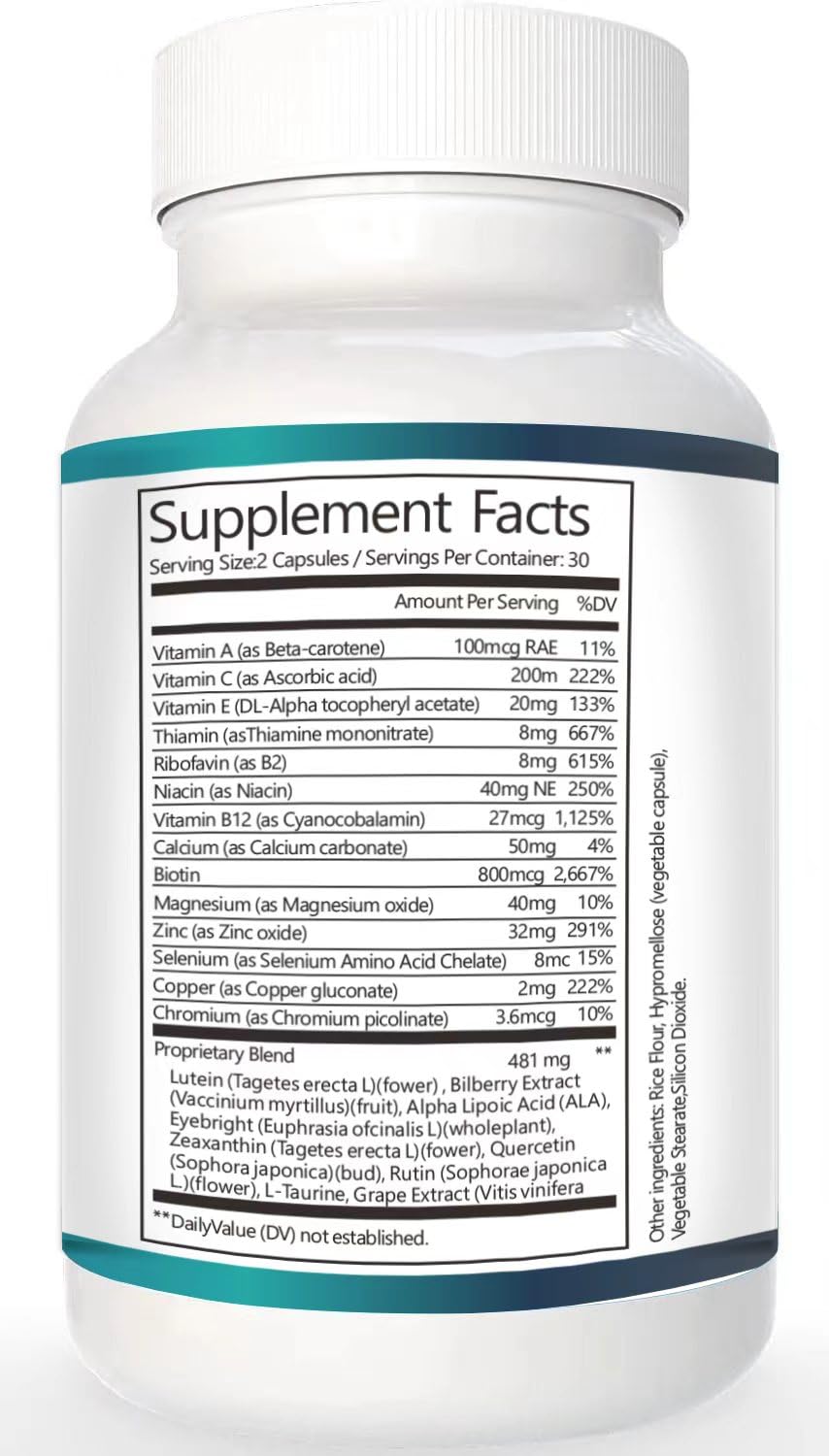 Vunexo Retina Clear Pro Eye Health Support Supplement, with Minerals and Vitamins, Lutein and Bilberry Extract Supports Visual Clarity, Eye Fatigue Relief & Focus（2PCS Vunexo buy supplements canada