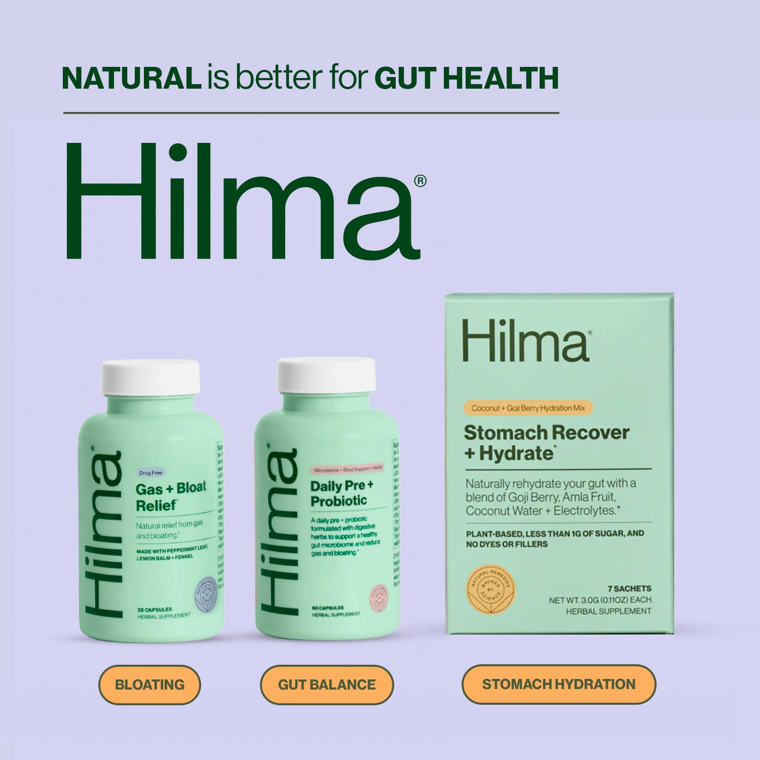 Hilma Daily Pre + Probiotic + Herbs - Support a Healthy Gut While Reducing Gas & Bloating Hilma buy supplements canada