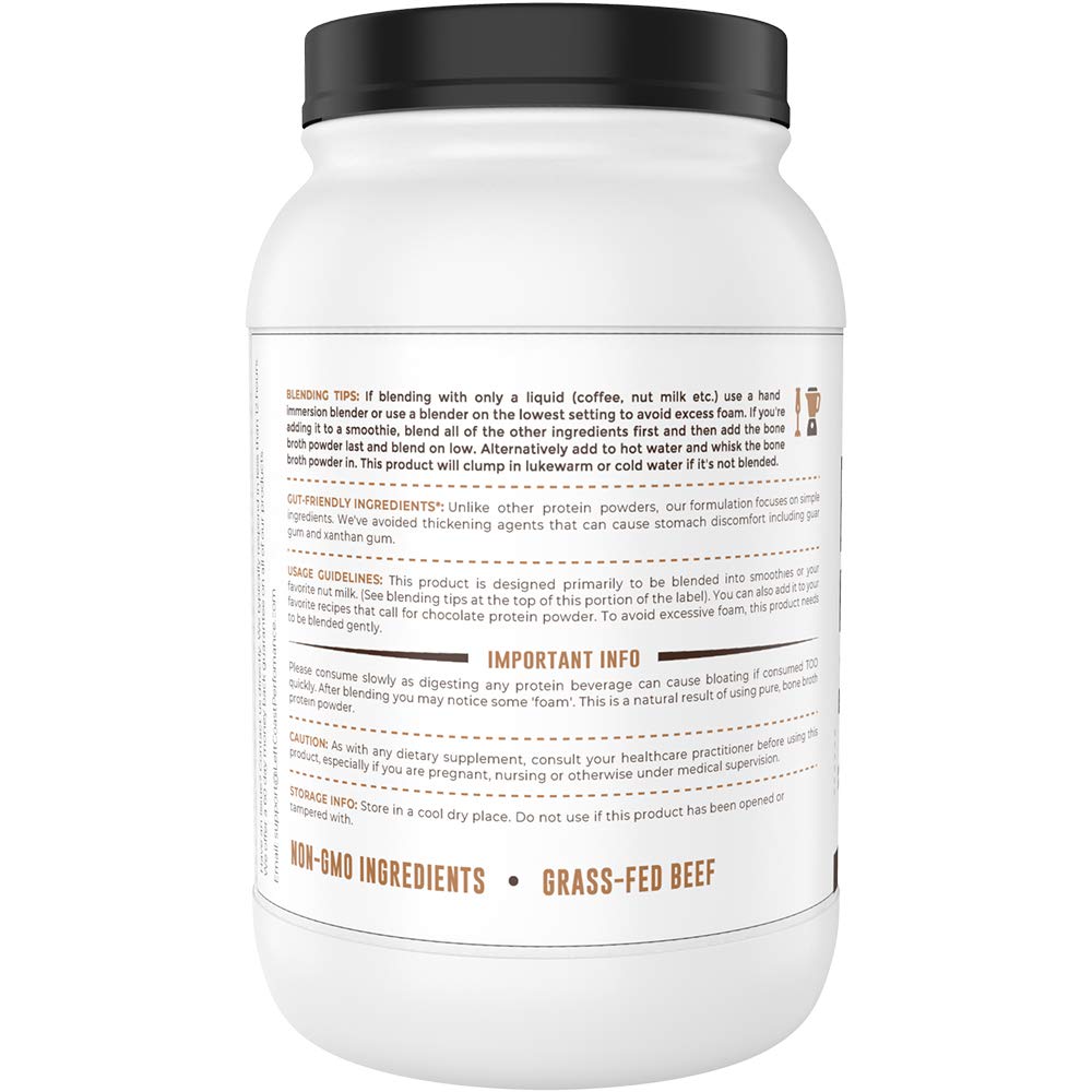 Chocolate Bone Broth Protein Powder - 100% Grass Fed Beef Bone Broth with 16g Protein & 13g Collagen per Serving - Great for Shakes & Hot Chocolate - Keto Friendly Low Carb Left Coast Performance buy supplements canada