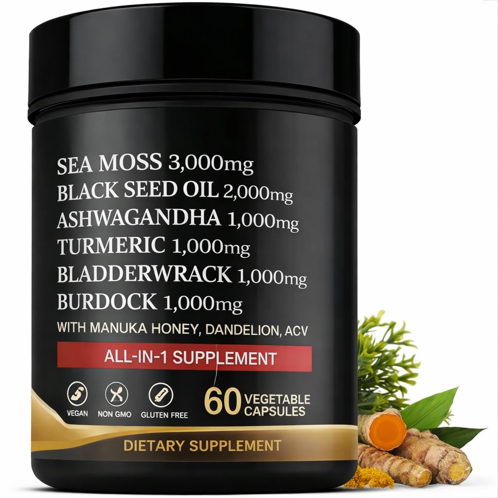 AZ ApexZone True Sea Moss Capsules Black Seed Oil Ashwagandha Burdock Root, Tumeric Supplement with Manuka Honey, Dandelion Root ACV - 60 Capsules - Multi Vitamin AZ ApexZone buy supplements canada