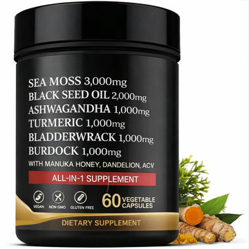 AZ ApexZone True Sea Moss Capsules Black Seed Oil Ashwagandha Burdock Root, Tumeric Supplement with Manuka Honey, Dandelion Root ACV - 60 Capsules - Multi Vitamin AZ ApexZone buy supplements canada
