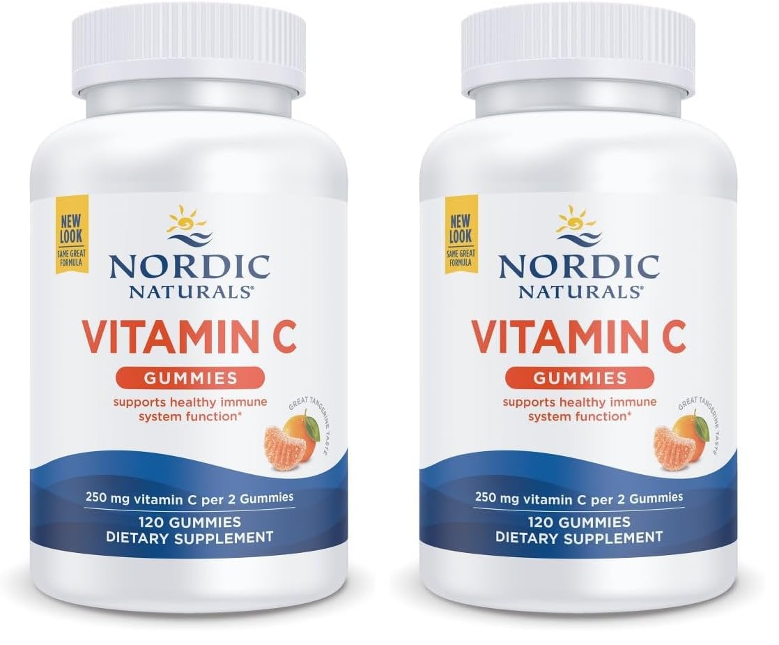 Nordic Naturals Vitamin C Gummies, Tart Tangerine - 120 Gummies - 250 mg Vitamin C - Immune Support, Antioxidant Protection, Child Growth & Development - Non-GMO, Vegan - 60 Servings (Pack of 2) Nordic Naturals buy supplements canada