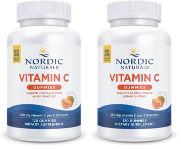 Nordic Naturals Vitamin C Gummies, Tart Tangerine - 120 Gummies - 250 mg Vitamin C - Immune Support, Antioxidant Protection, Child Growth & Development - Non-GMO, Vegan - 60 Servings (Pack of 2) Nordic Naturals buy supplements canada