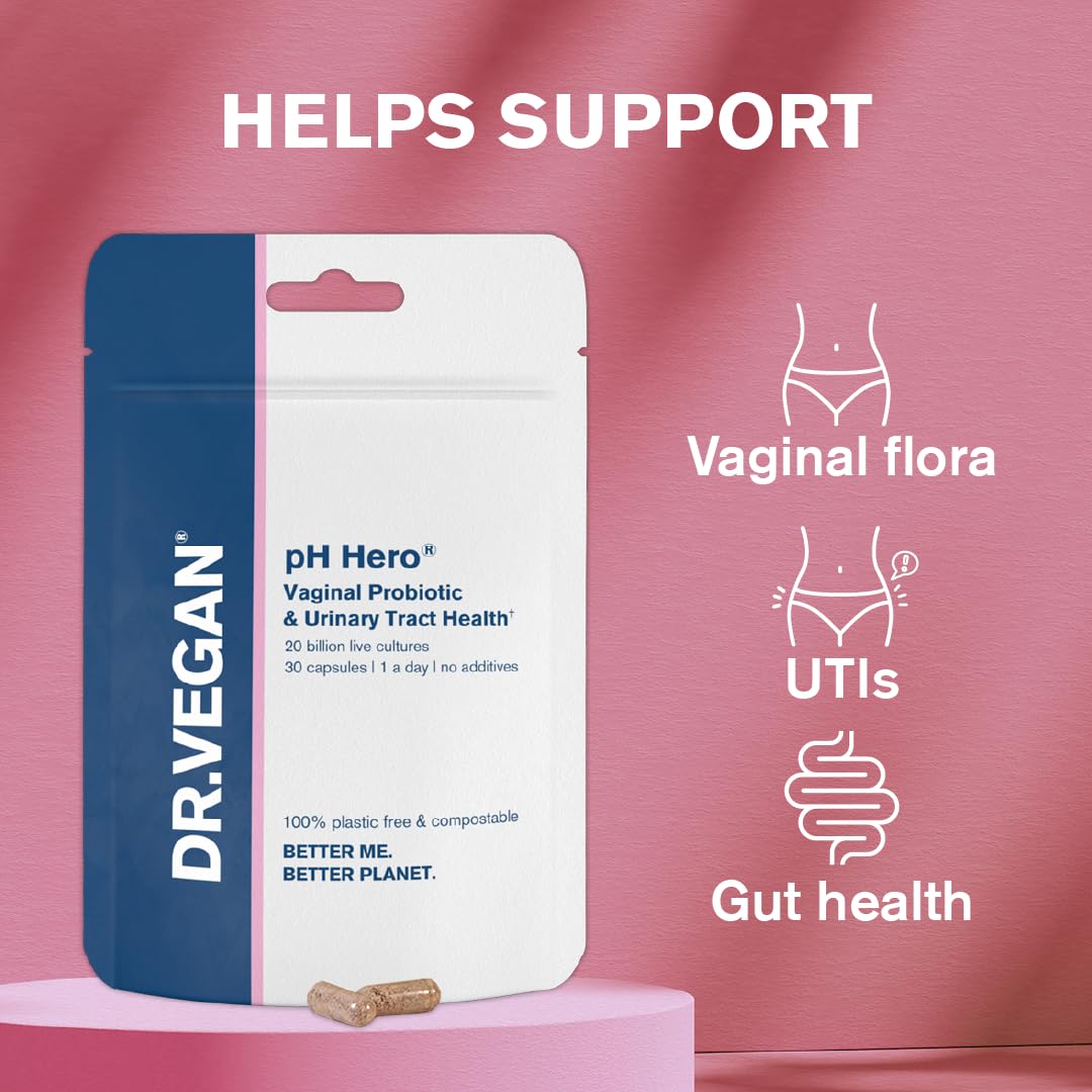 DR.VEGAN | pH Hero | Supports Balanced Vaginal Flora | 50bn CFU | Cranberry | Sea Buckthorn dr vegan buy supplements canada