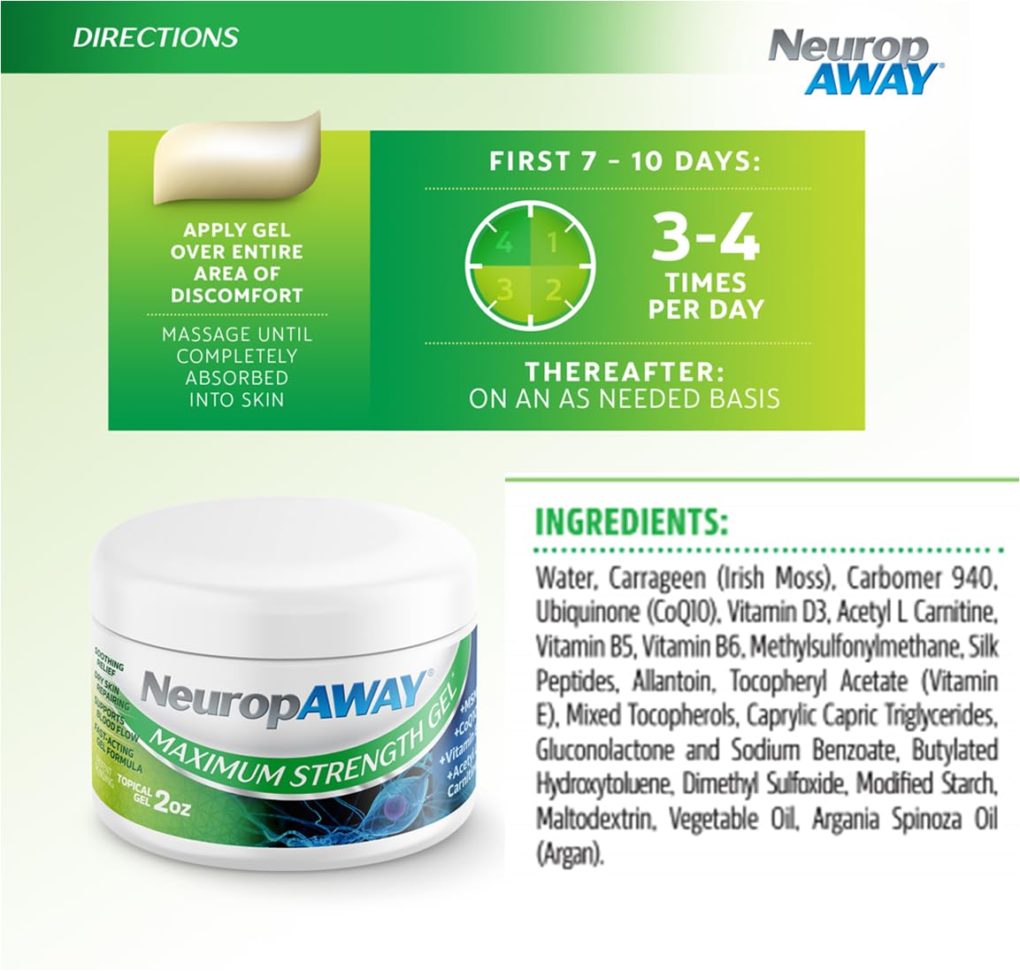 NeuropAWAY® Maximum Strength Gel, for Nerve discomfort, Burning, Tingling, and Numbness 2oz NeuropAWAY buy supplements canada