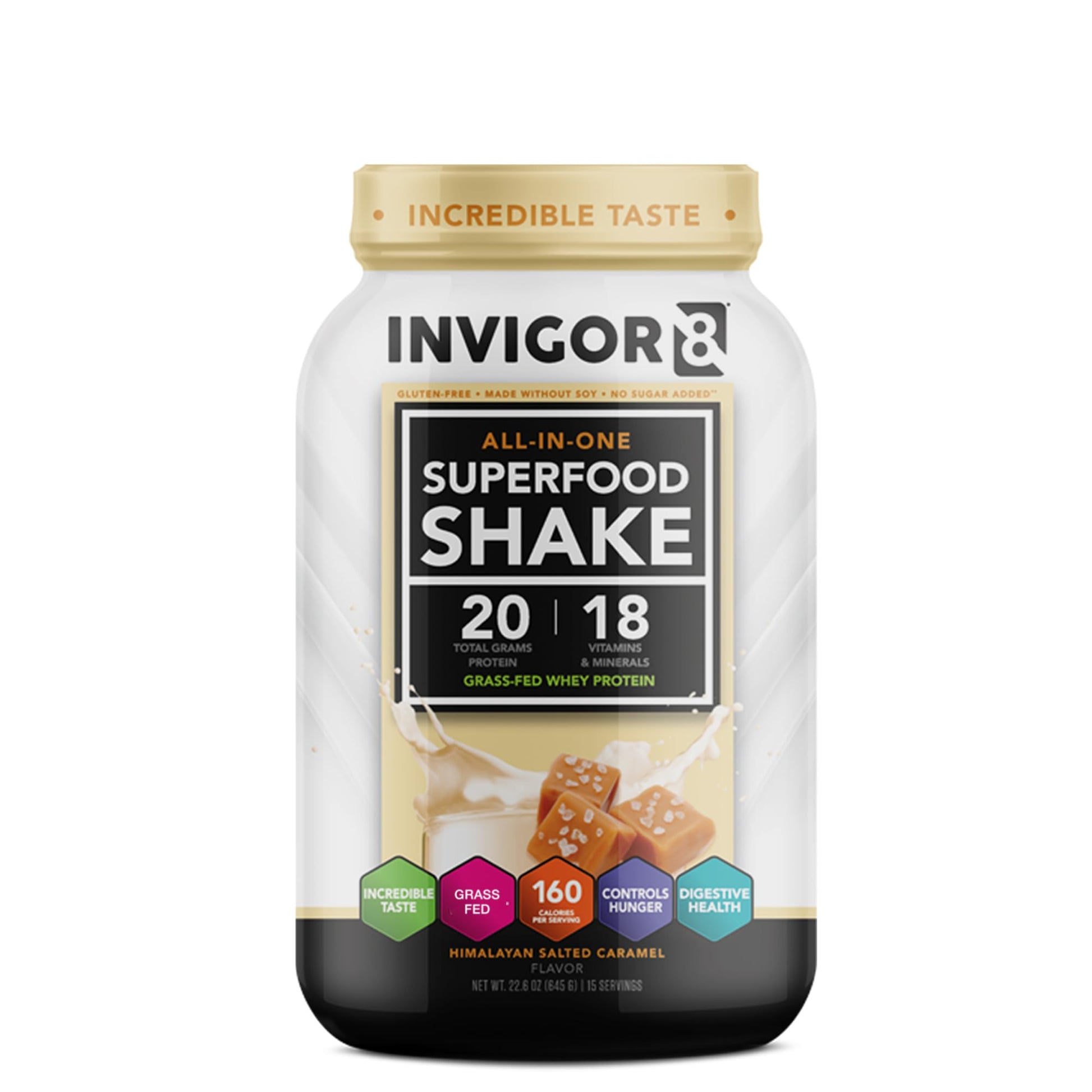 INVIGOR8 Superfood Grass Fed Whey Protein Isolate Shake Himalayan Salted Caramel INVIGOR8 buy supplements canada