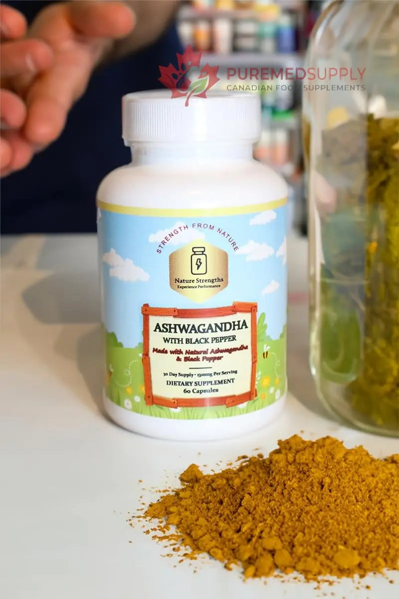 Premium Organic Ashwagandha with Black Pepper - 1300mg per Serving, 60 Capsules - Made in USA, FDA Registered Facility - Enhanced Absorption with Piperine for Optimal Performance Organic Strength buy supplements canada