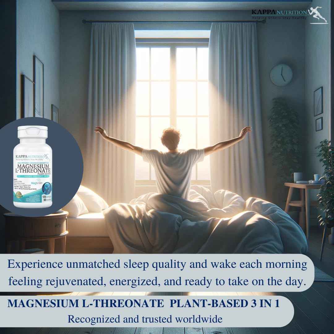 Kappa Nutrition Powered by Magbrain™ Magnesium L-Threonate Plant-Based, 420mg Elemental Magnesium (3 Capsules) from 2,253mg, 120 Vegan Capsules, Brain, Sleep & Muscle Support. KAPPA NUTRITION buy supplements canada