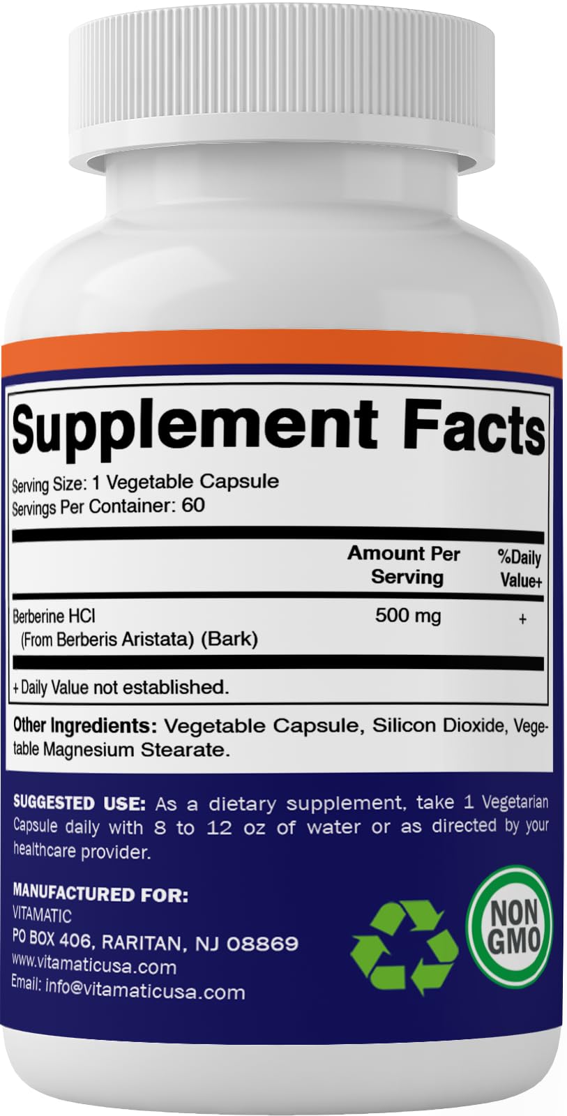 Vitamatic Berberine Supplement 500mg - 60 Vegetable Capsules - Made in The USA Vitamatic buy supplements canada