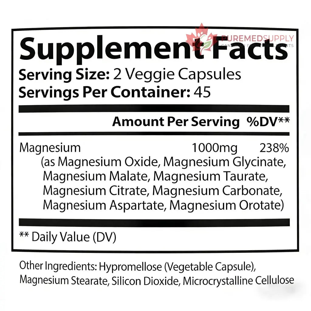 Top Norex Magnesium Complex Ultra - 8 Elemental 1000mg Magnesium Blend, Easy Absorption, 90 Capsules (1) Top Norex buy supplements canada