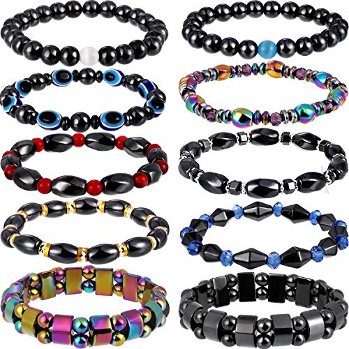 Hicarer 10 Pieces Magnetic Hematite Bracelets for Men Women Magnetic Bracelet Rock Hicarer buy supplements canada