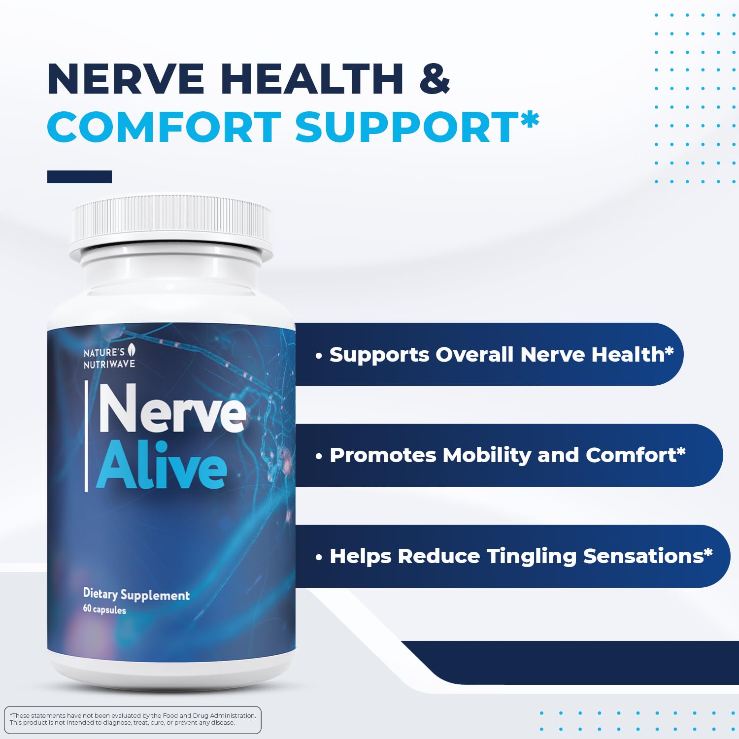 NerveAlive – Natural Daily Wellness Supplement w/ Passionflower, Marshmallow Root & Prickly Pear Extract – 100% Natural Ingredients, Non-GMO, GMP Certified, Made in USA – 60 Capsules, 3 Month Supply Nature’s NutriWave buy supplements canada