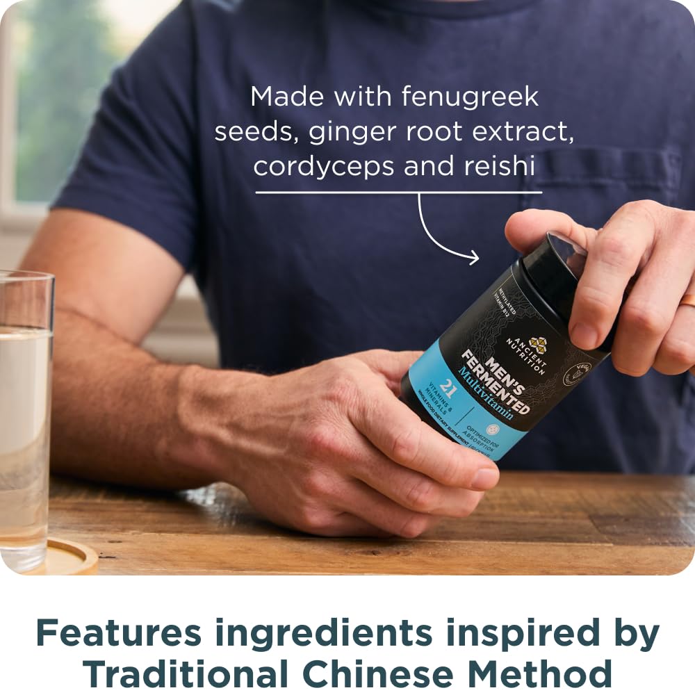 Ancient Nutrition Multivitamin for Men, Men's Fermented Multivitamin with Methylated Vitamin A, C, D, E, K, Zinc & Magnesium, Immune Support, Vegan, 60 Ct Ancient Nutrition buy supplements canada