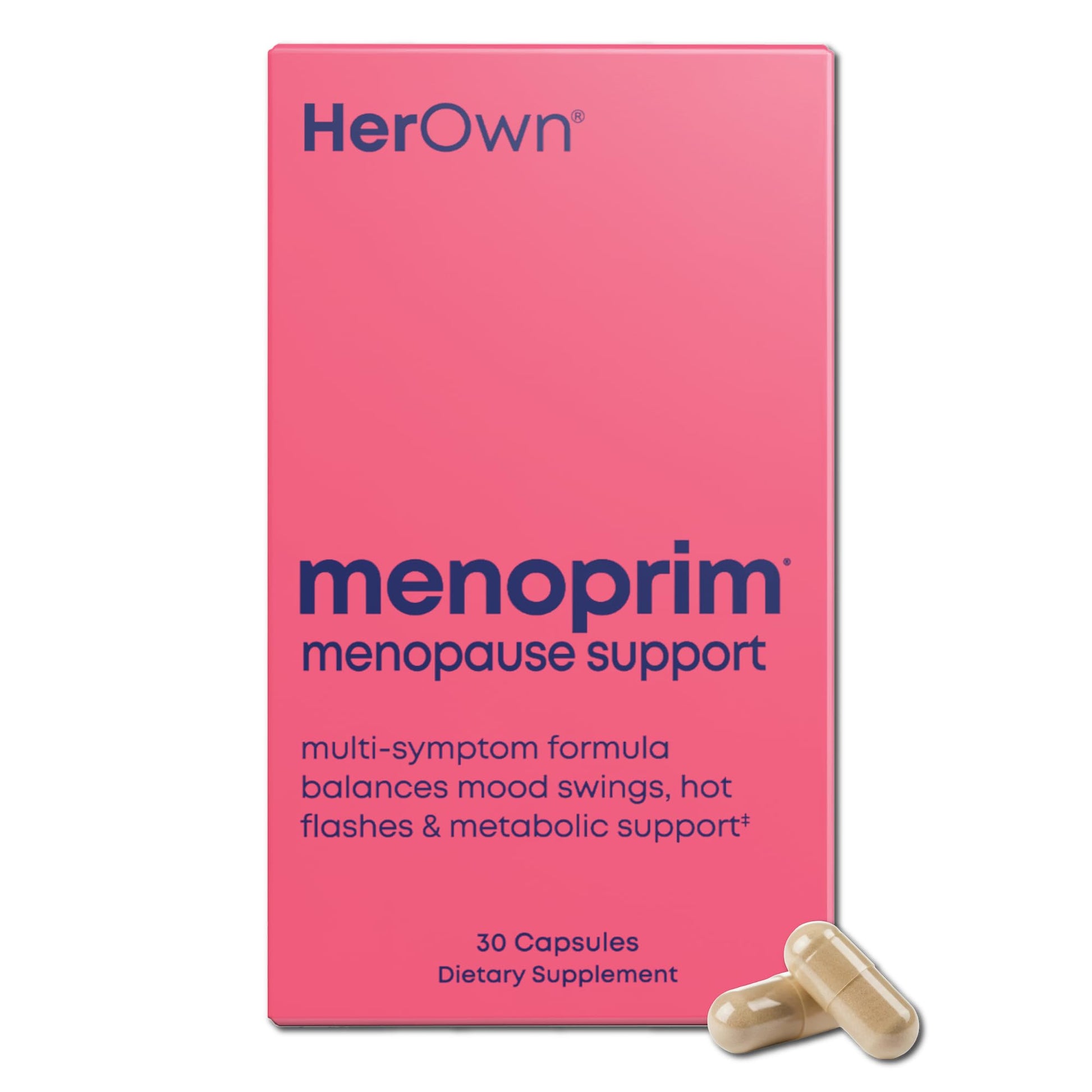 Her Own Menoprim, Menopause Support, Female Hormonal Balance Capsules for Night Sweats, Hot Flashes & Mood Swing Support, Bergamot Orange & Black Cohosh Root, 60 Capsules her own buy supplements canada