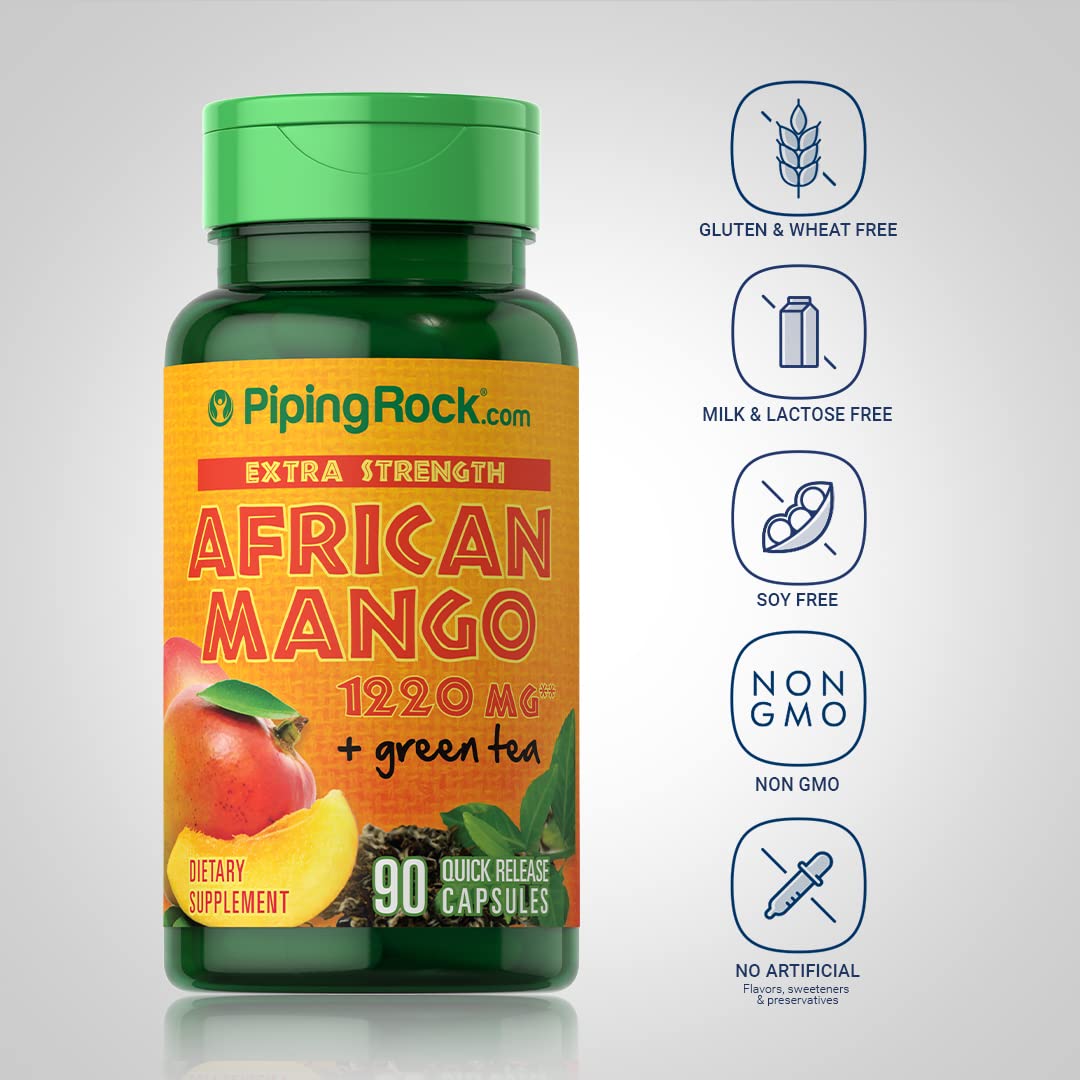 Piping Rock African Mango Seed Extract 1220 mg | 90 Capsules | with Green Tea | Extra Strength Piping Rock buy supplements canada