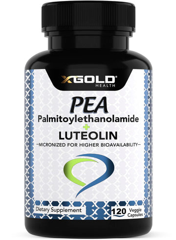 Palmitoylethanolamide 630 mg + Luteolin Standardized 98%- Micronized Pea 99% Highly Purified and Bioavailable - Made in USA - Supplement for Men and Women - 120 Veggie Capsules X Gold Health buy supplements canada
