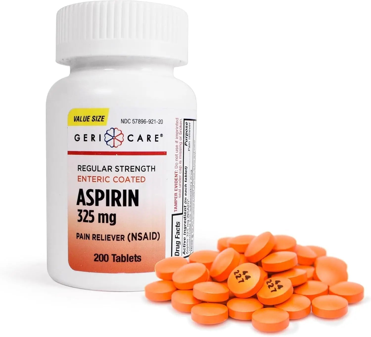 GeriCare Enteric Coated Aspirin Tablets 325mg (200 Count) NSAID Pain Reliever & Fever Reducer for Adults- Regular Strength Aspirin for Headache Arthritis Menstrual & Muscle Pain GeriCare buy supplements canada