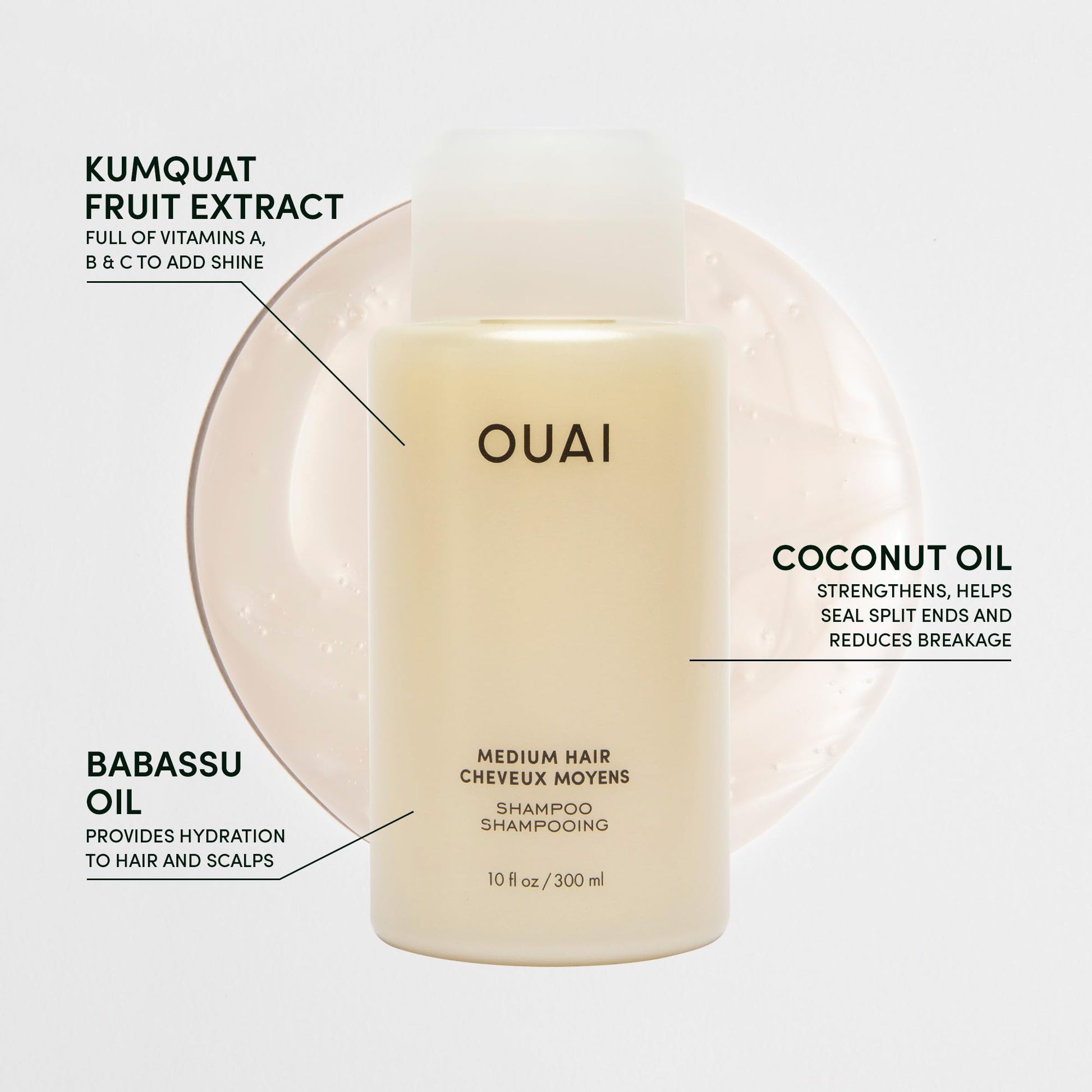 OUAI Medium Shampoo Travel Size - Hydrating Shampoo with Coconut Oil, Babassu, Kumquat Extract & Keratin - Strengthens, Nourishes & Adds Shine - Paraben & Sulfate Free Hair Care Products (3 Oz) OUAI buy supplements canada