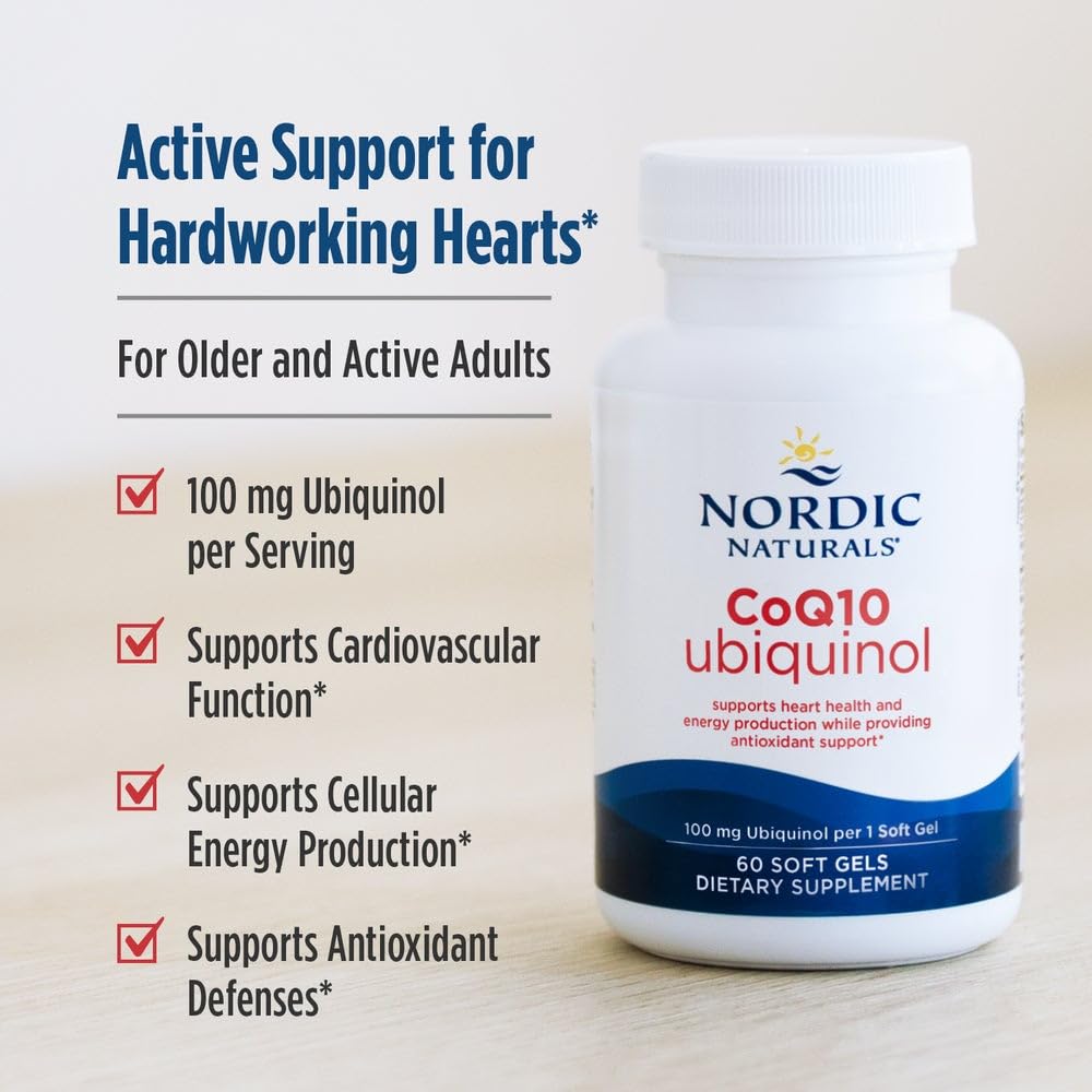 Nordic Naturals Nordic CoQ10 Ubiquinol - 60 Mini Soft Gels - 100 mg Coenzyme Q10 (CoQ10) Ubiquinol - Heart & Brain Health, Cellular Energy Production, Antioxidant Support - Non-GMO - 60 Servings Nordic Naturals buy supplements canada