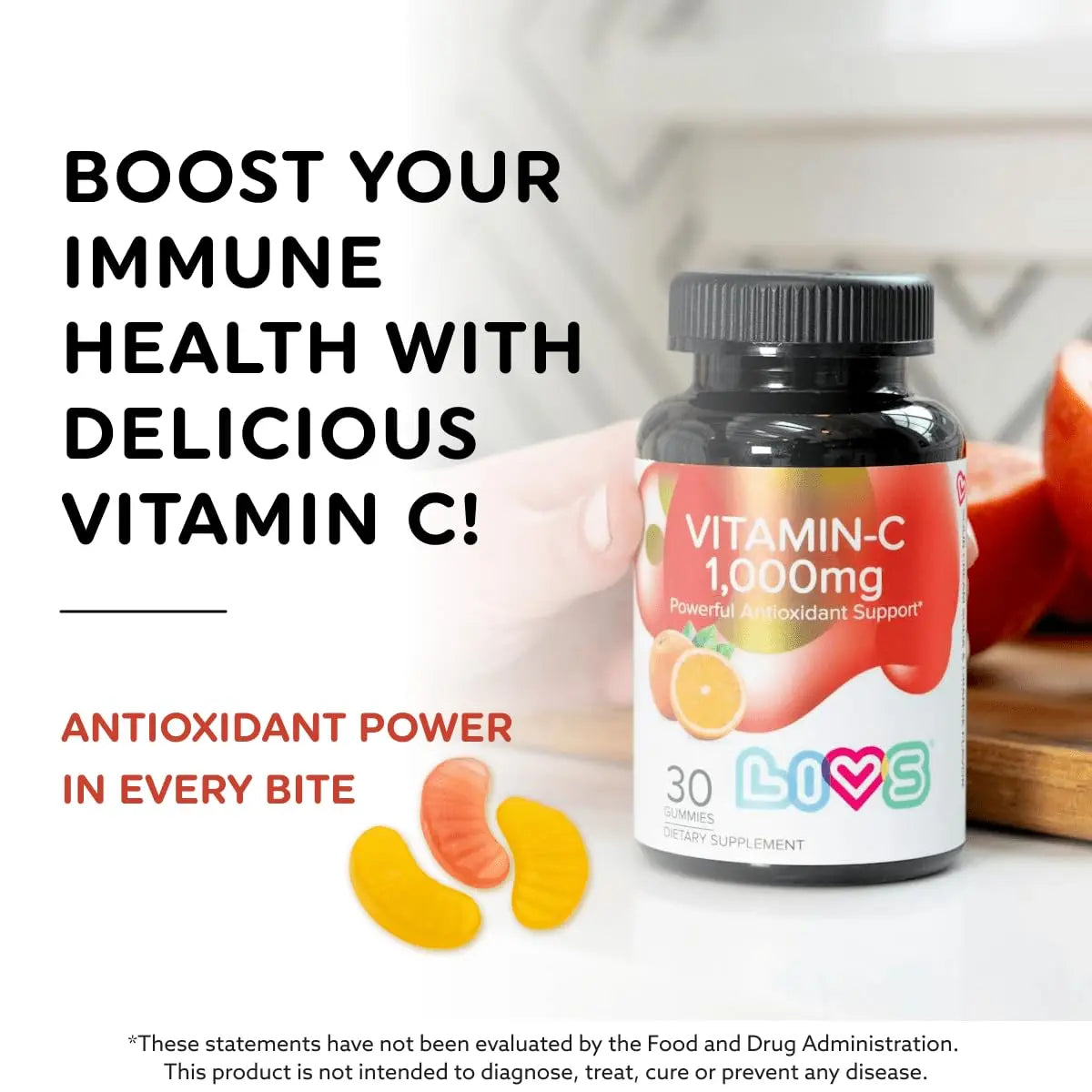 Vitamin C 1000mg Gummies for Kids & Adults |Antioxidant & Immune Support Supplement | Vegan Multivitamin for Hair, Skin & Nails LIVS buy supplements canada