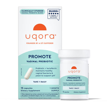 Uqora Promote - Support Vaginal Health* - Probiotic for Women with Lactoferrin, Lactobacillus Acidophilus & Lacticaseibacillus Rhamnosus - Vaginal Probiotics - Gluten-Free - 15 Capsules Uqora buy supplements canada