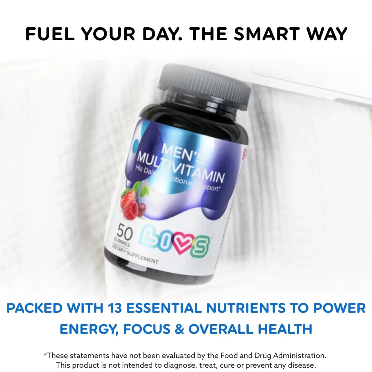 LIVS Men’s Multivitamins Gummies | Chewable Multivitamins for Men Health, Iron & Immune Support | Daily Vitamins with Zinc, Vitamin D3, B12, Biotin & More | LIVS buy supplements canada