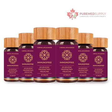 Biogetica Immunofree Herbal Supplement for Immune Support - Natural Potent Blend of Tulsi, Kalmegh, Yashtimadhu & Giloy for Immune Boost - 100% Vegan - 30 Tablets- Pack of 6 Biogetica buy supplements canada