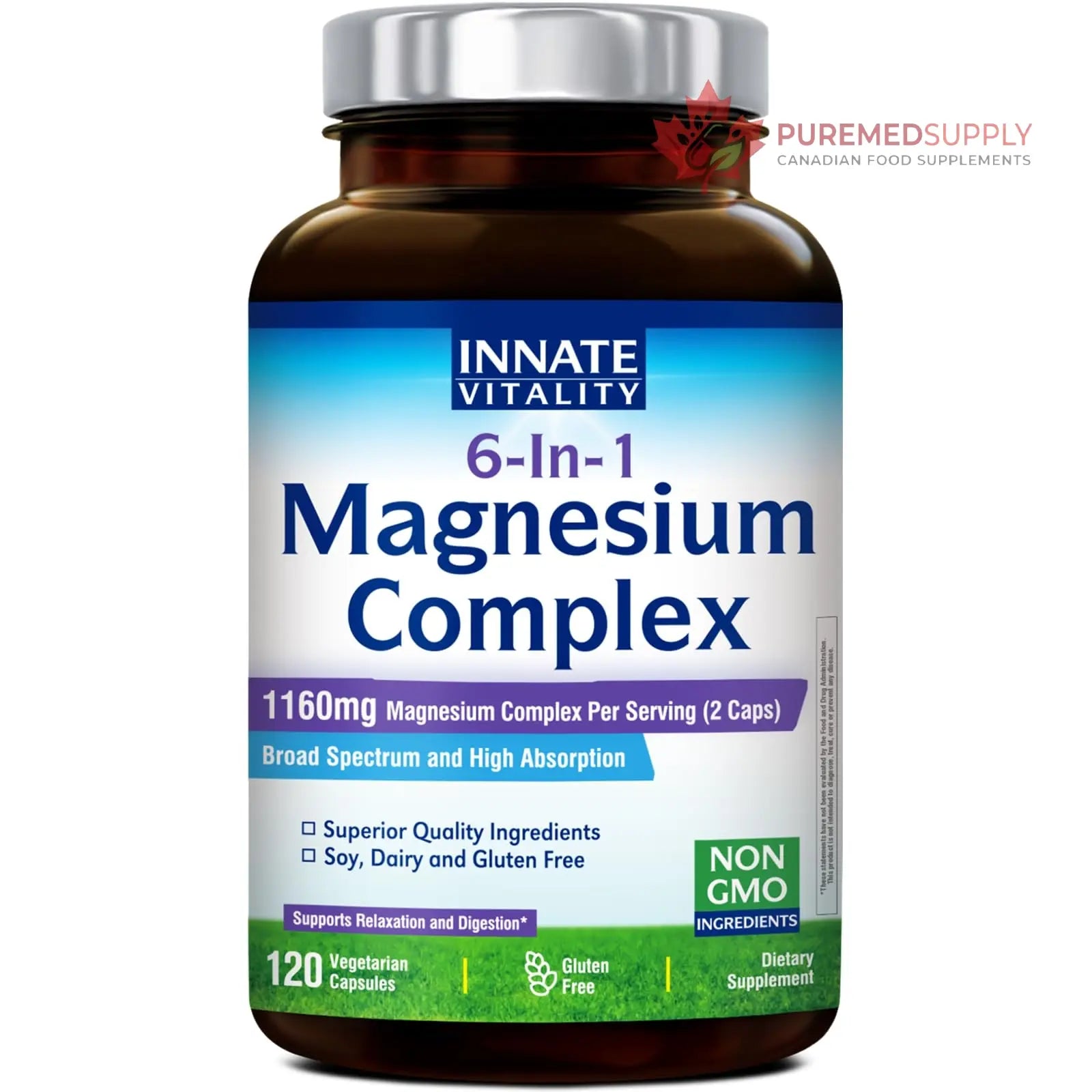 Innate Vitality Magnesium Complex 6-in-1, 1160mg Per Serving, Rest & Digestion, Magnesium Glycinate & Citrate, High Absorption, 120 Vegan Capsules Innate Vitality buy supplements canada