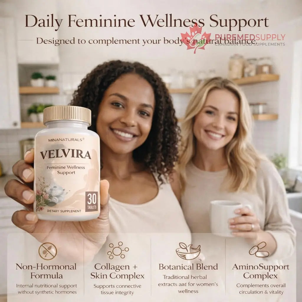MINANATURALS VELVIRA Feminine Wellness Support Supplement for Women Herbal Rejuvenation Formula with Vitamins, Amino Acids & Collagen 30 Tablets MINANATURALS buy supplements canada