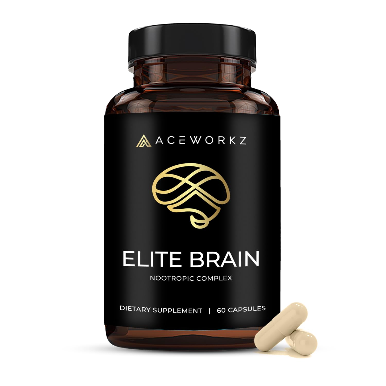 Elite Brain - Nootropic Supplement for Focus, Memory & Mental Clarity – Caffeine-Free Natural Energy with Lion’s Mane, L-Theanine & Vitamin B Complex (60 Capsules) ACEWORKZ buy supplements canada