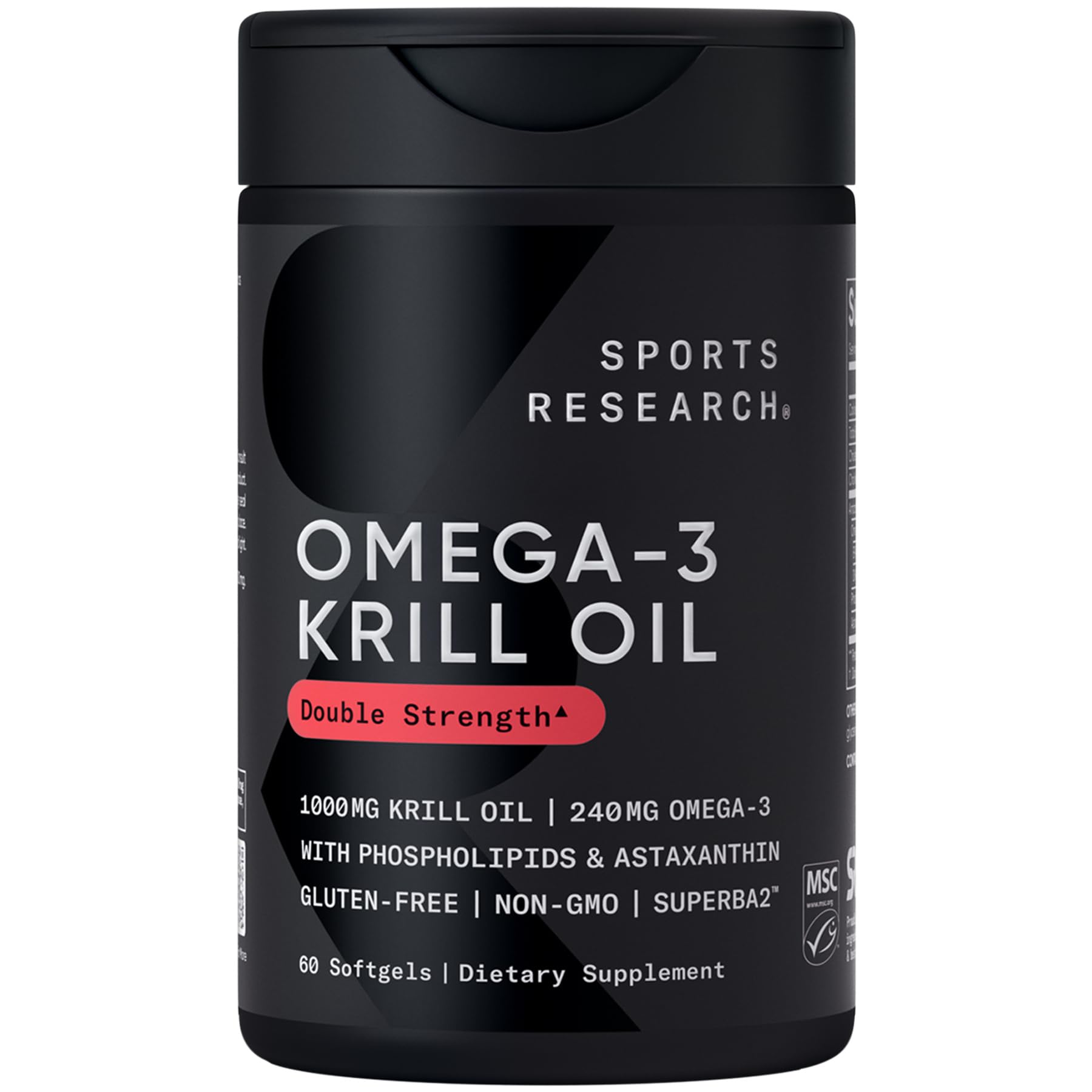 Sports Research® Omega-3 Krill Oil 1000mg - Pure Antarctic Superba Krill with Phospholipids, Choline & Astaxanthin - MSC Certified Sustainable · Non-GMO · Gluten Free - 60 Softgels Sports Research buy supplements canada